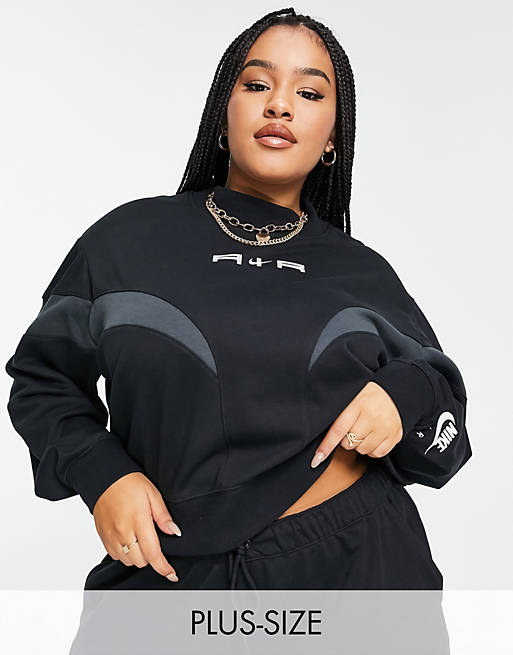 Nike Air Plus oversized fleece sweatshirt in black 