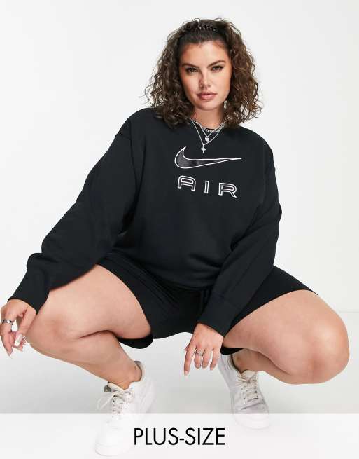 Nike – Air – Plus – Svart sweatshirt i oversize med rund halsringning och logga
