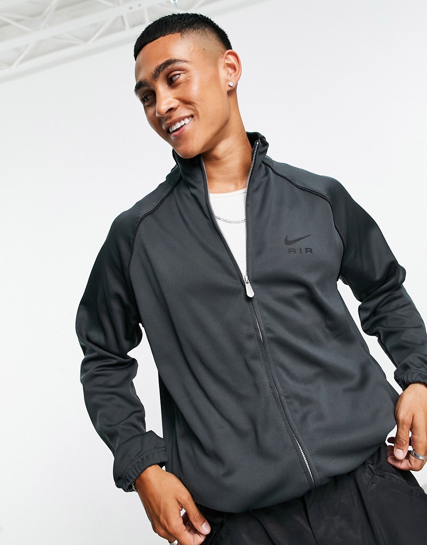 Nike Air polyknit zip-up jacket in dark smoke gray