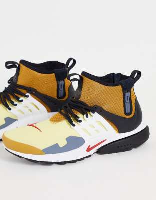 NIKE AIR PRESTO MID UTILITY SNEAKERS IN YELLOW/MULTI