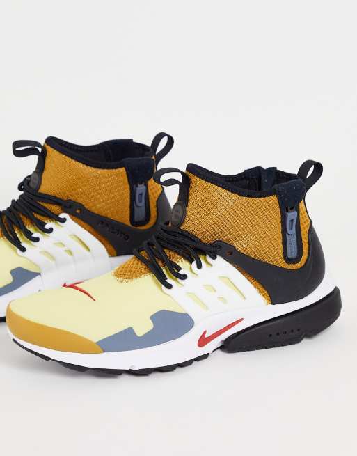 reservoir Psychologisch Pakket Nike Air Presto Mid Utility sneakers in yellow/multi | ASOS