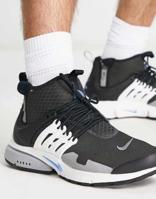 Nike Air Presto Mid Utility trainers in anthracite grey and blue