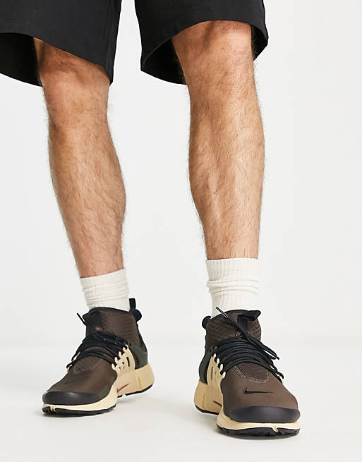 Nike Air Presto Mid Utility Trainers In Baroque Brown And Sesame | Asos