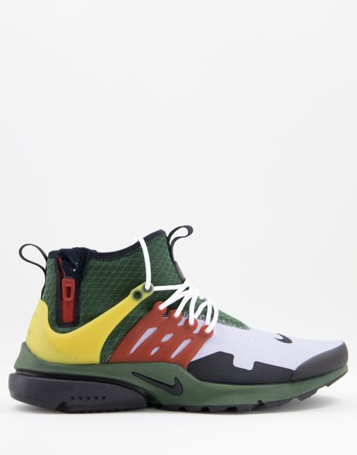 Nike Air Presto Mid Utility trainers in khaki and yellow