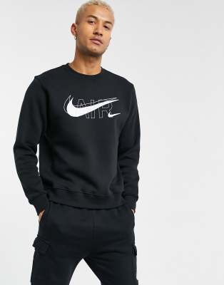 nike air crew neck sweat in black