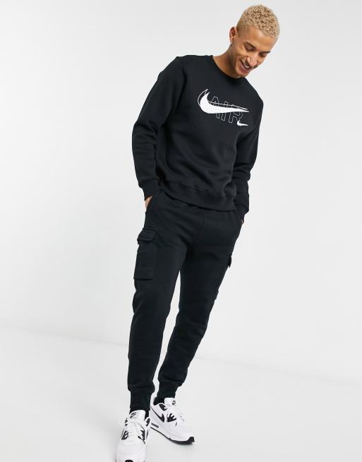 Nike air print pack crew neck 2024 sweat in black