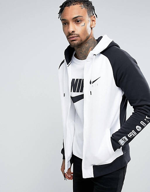 aliviar argumento paquete Nike Air Pull Over Zip-up Hoodie With Sleeve Print In Black 832148-011 |  ASOS