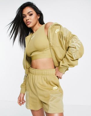 Nike Air quarter full zip hoodie in barley beige