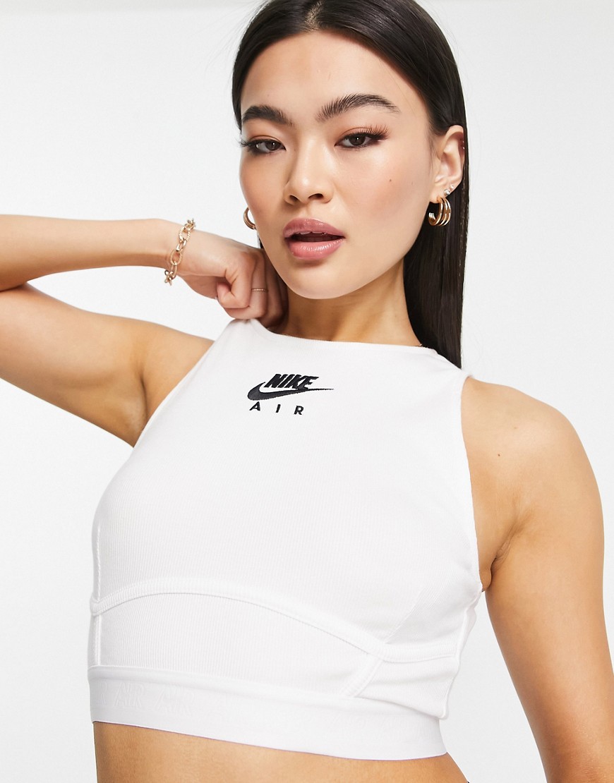 Nike Air ribbed fitted tank top in white