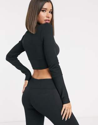 nike air ribbed long sleeve cropped top