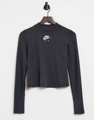 nike air ribbed high neck light beige