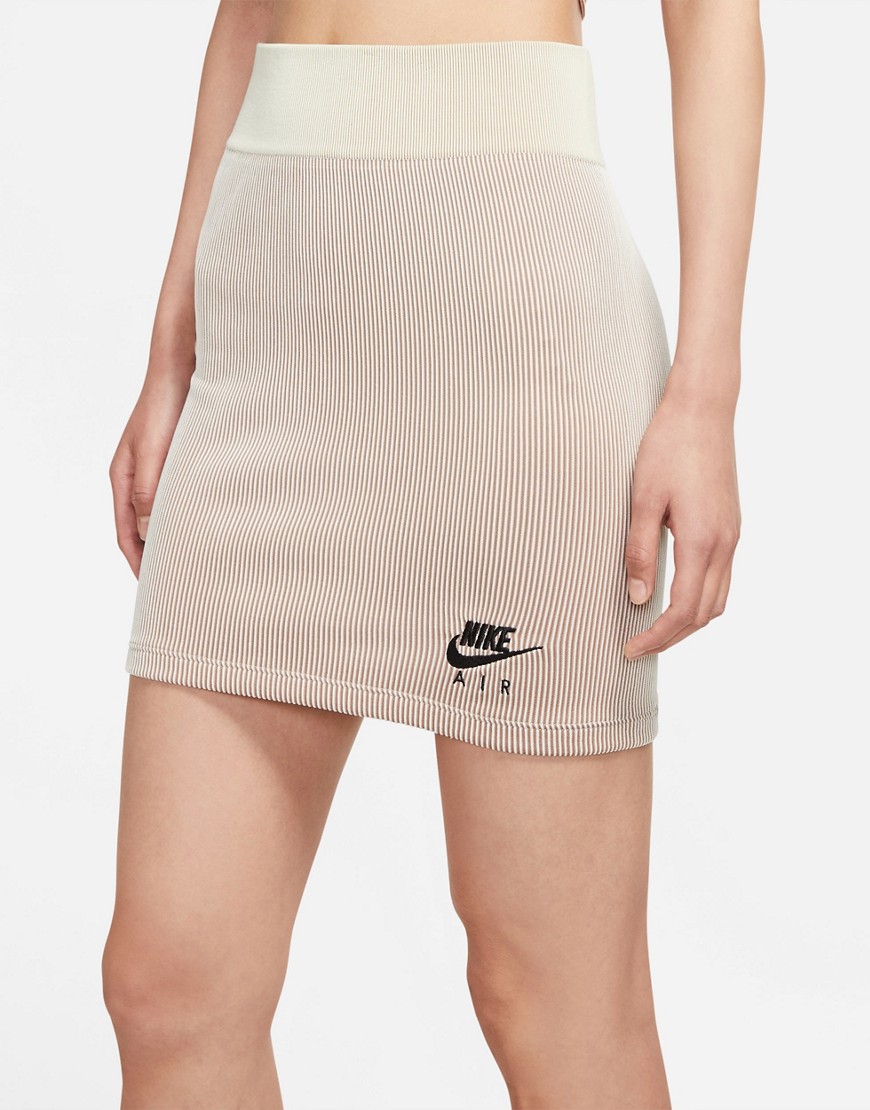 Nike Air ribbed skirt in cream-White