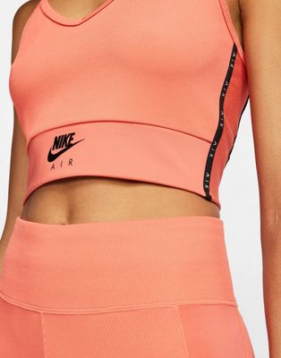 Nike air ribbed strappy crop top in red 
