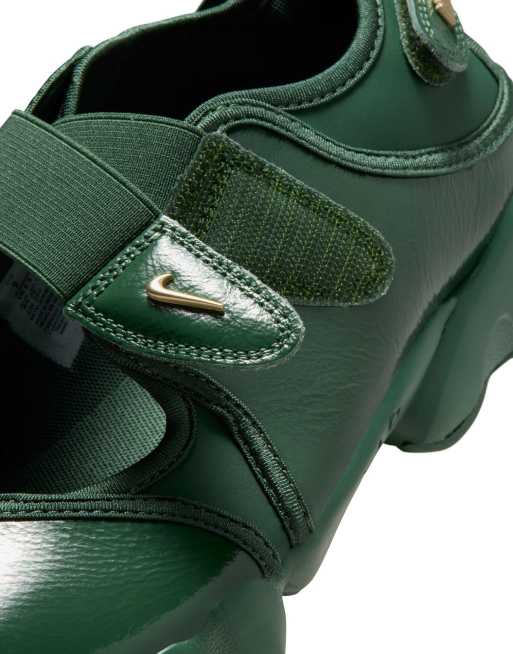 Nike Air Rift sneakers in patent green with gold detailing, 3 of 5