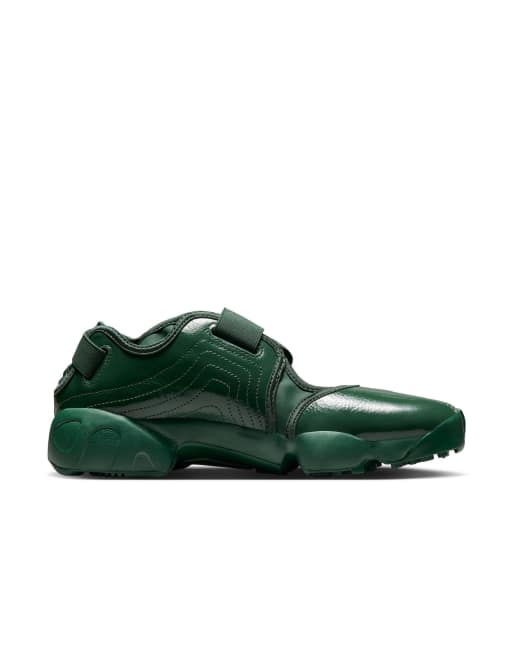 Nike Air Rift sneakers in patent green with gold detailing
