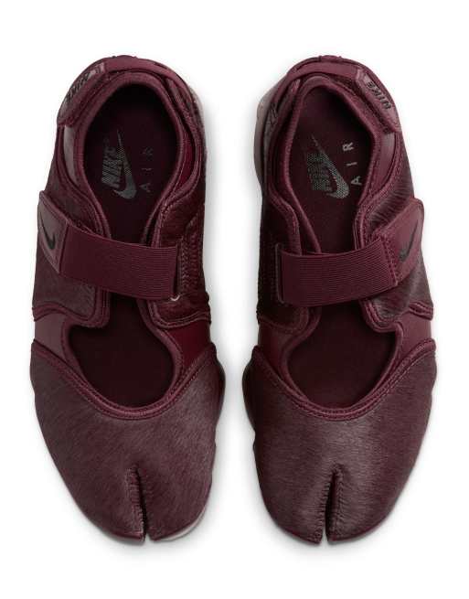Nike Air Rift trainers in burgundy pony hair, 4 of 5