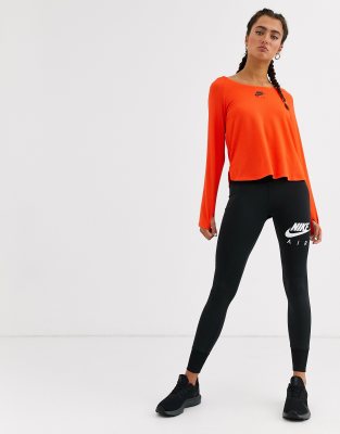 nike air running crop leggings in khaki