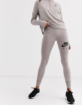 nike air running crop leggings in khaki
