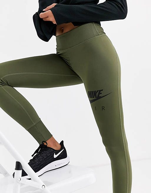 Nike Air Running crop leggings in khaki | ASOS