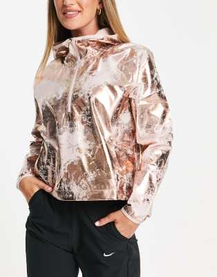 Nike Air Running foil printed jacket in rose gold