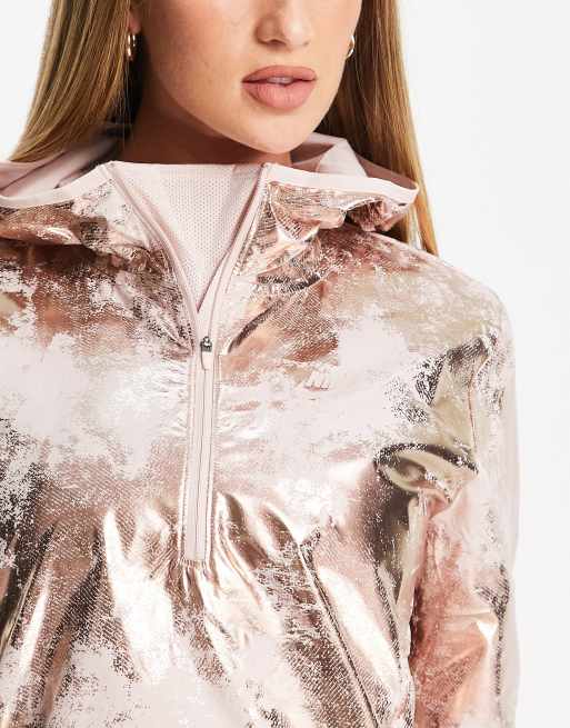 Nike Air Running foil printed jacket in rose gold