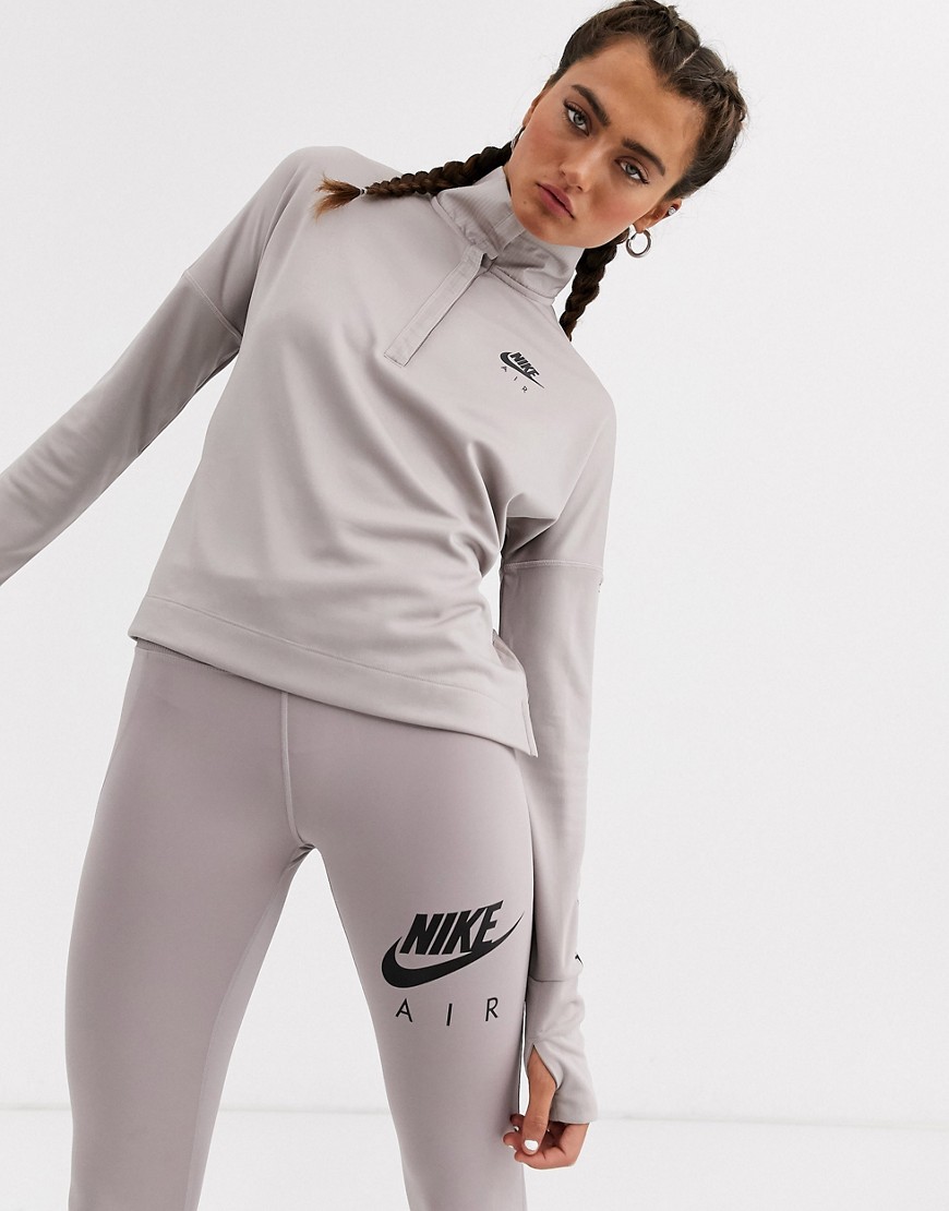 Nike Air Running half zip midlayer top in grey