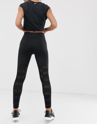 nike air running leggings with mesh panels in black