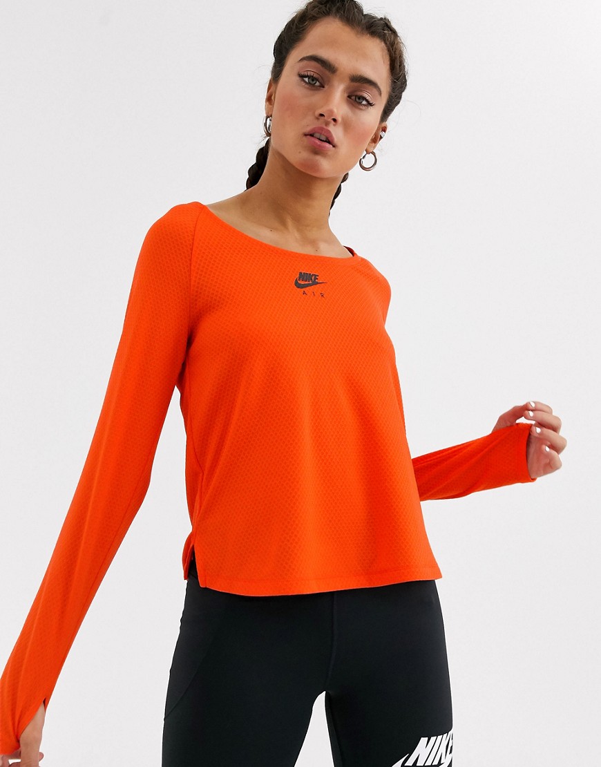 Nike Air Running long sleeve top in orange