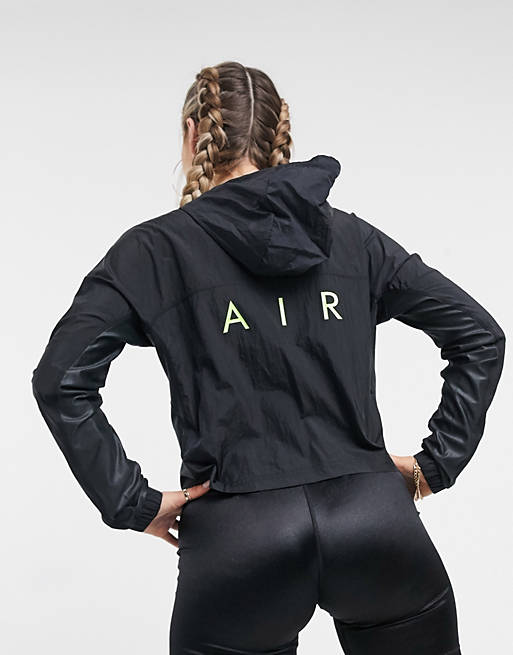 Women Nike Air Running overhead jacket in black 