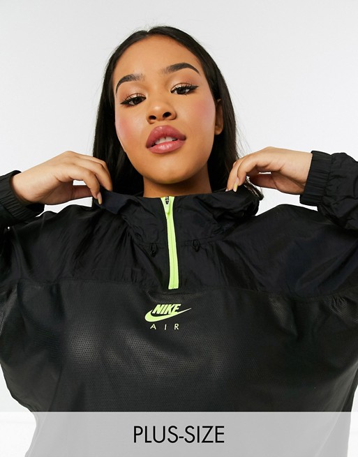 Nike Air Running Plus overhead jacket in black