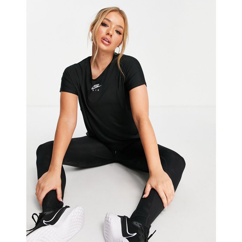 Donna Activewear Nike - Air Running - T-Shirt a maniche corte con logo piccolo, colore nero