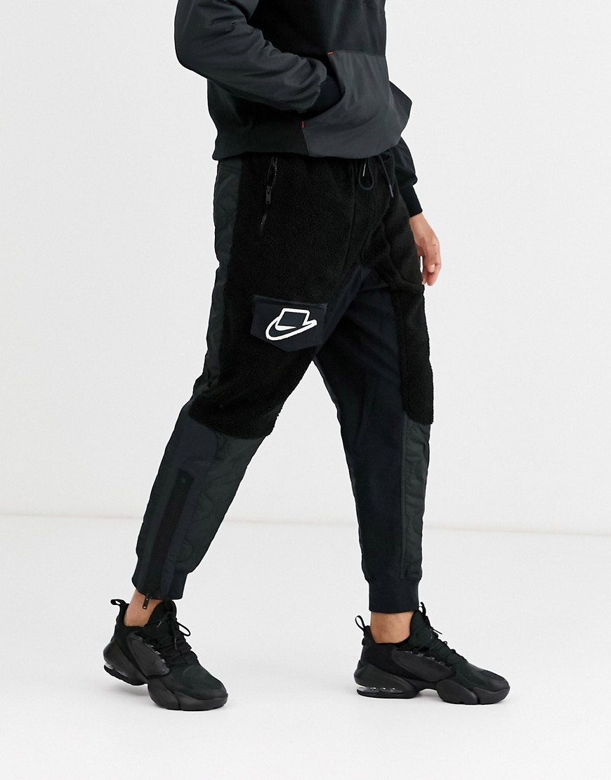 Nike Air sherpa utility cuffed joggers in black