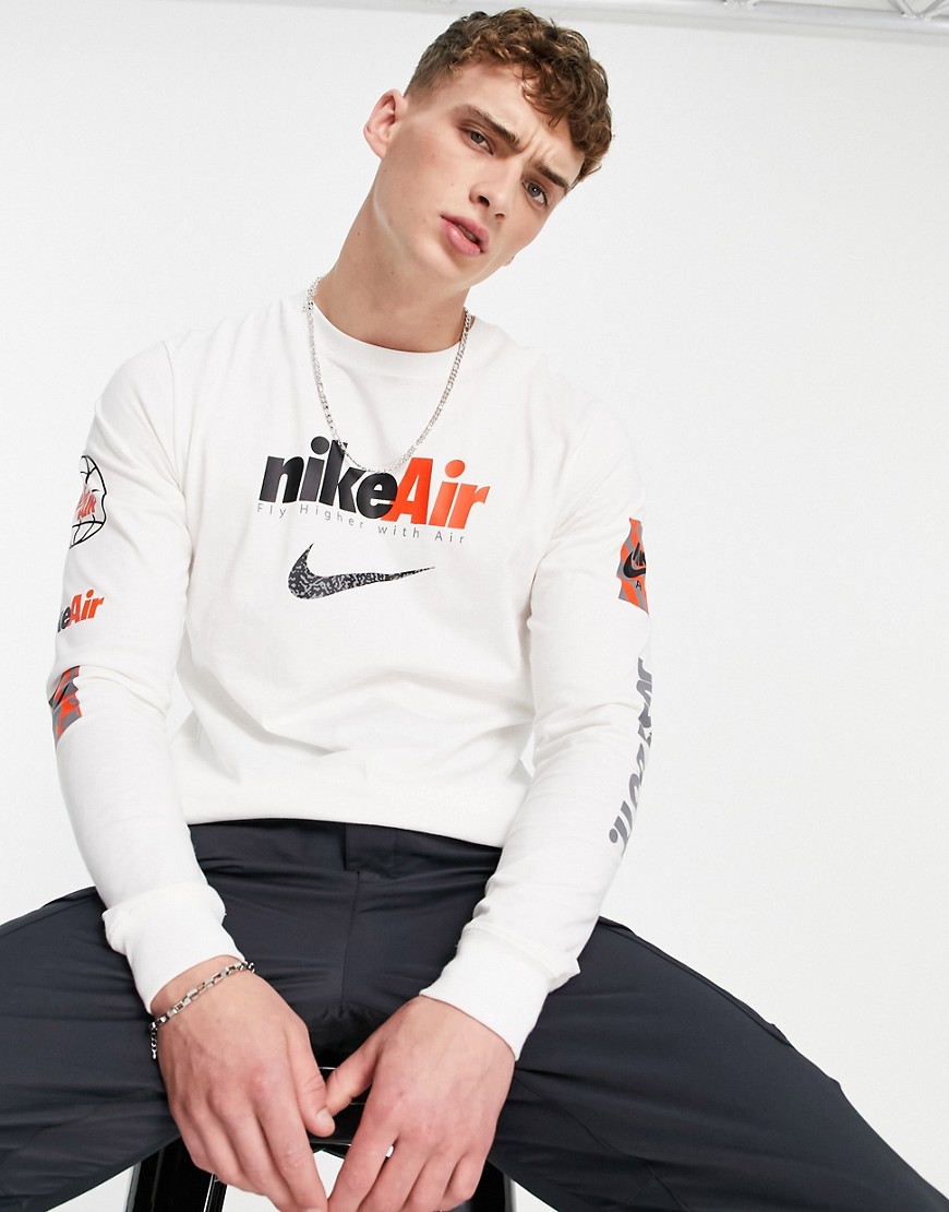 Nike Air sleeve print long sleeve t-shirt in white
