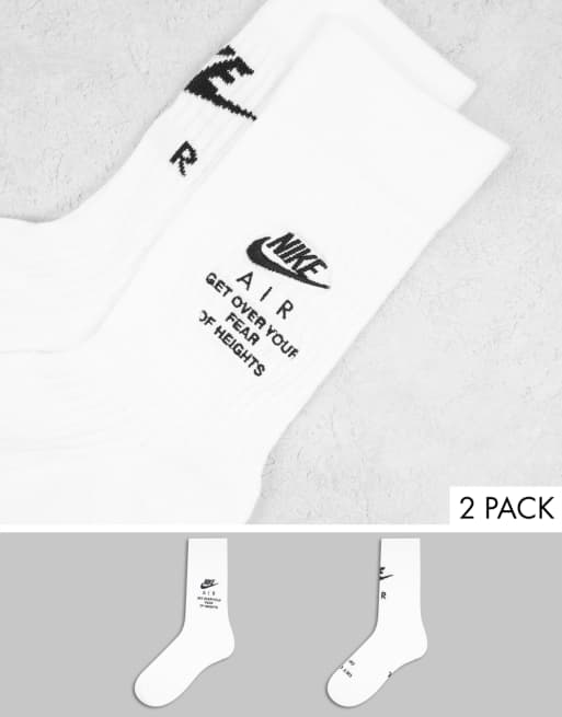 Nike - Air Sneaker Crew - Confezione da 2 paia di calzini in bianco