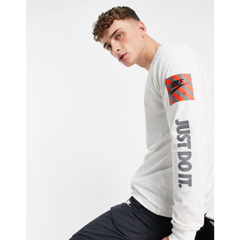 Activewear Uomo Nike - Air - T-shirt a maniche lunghe con stampa sulle maniche bianca