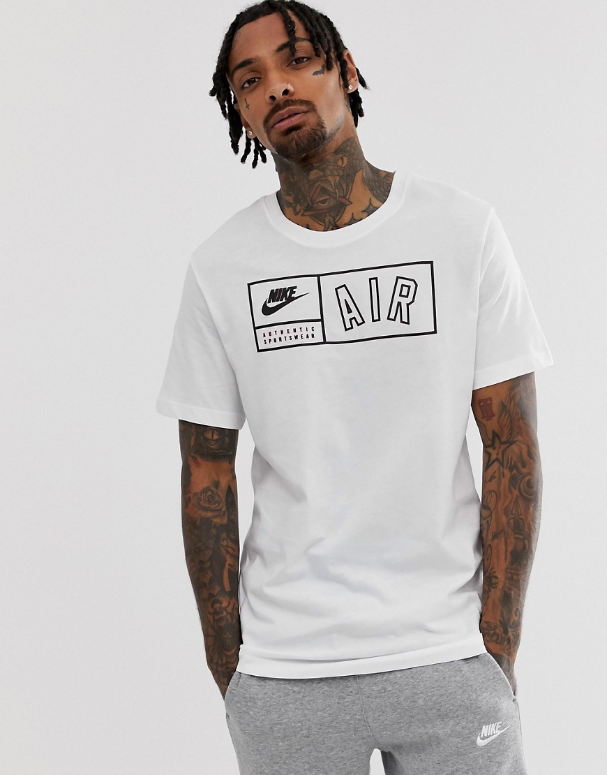 Nike - Air - T-shirt bianca con logo quadrato-Bianco