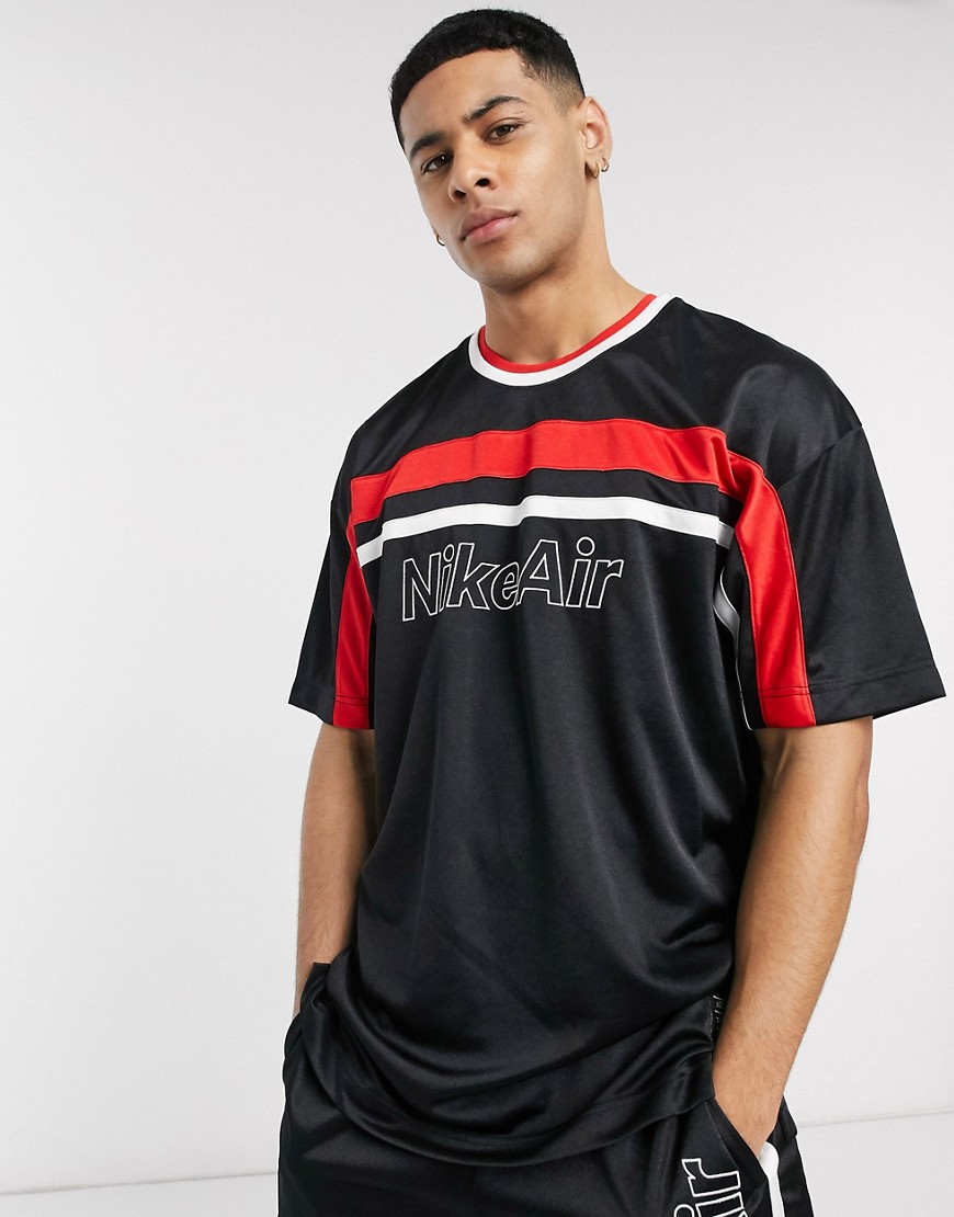 Nike Air - T-shirt in maglia di poliestere nera-Nero