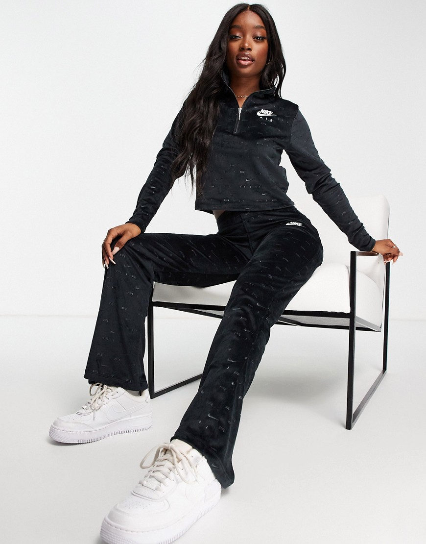Air - Top a maniche lunghe in velour nero con logo Nike - Nike T-shirt donna  - immagine1