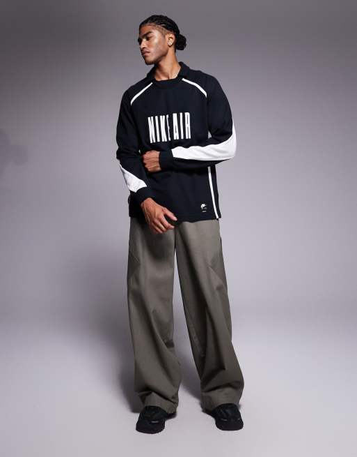 Nike - Air - Top a maniche lunghe nero e bianco, 2 di 5
