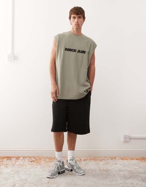 Nike Air - Top in jersey senza maniche oversize verde, 2 di 5
