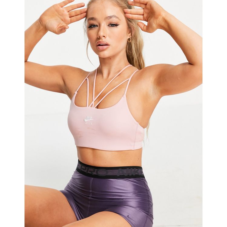 Nike Air Training light support strappy sports bra in pink