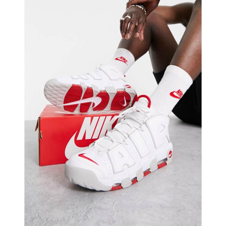 Nike air uptempo red cheap and white