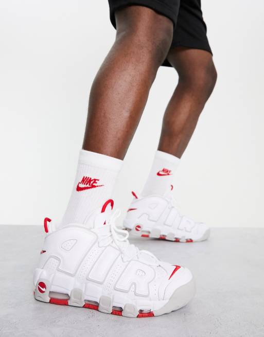 Nike uptempo 96 red and white on sale