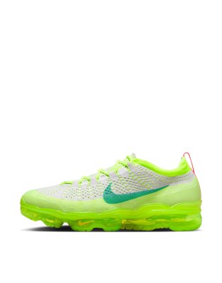 Shop Nike Air Vapormax 2023 Flyknit Sneakers In Gray And Neon Yellow