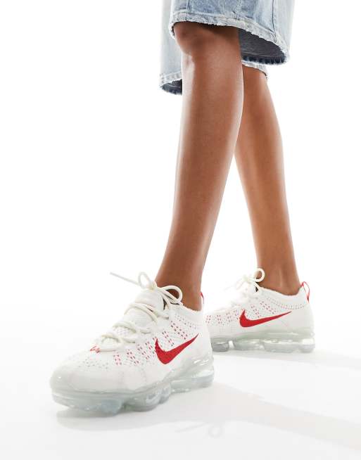 Nike Air Vapormax 2023 NN Flyknit Baskets Blanc voile et rouge