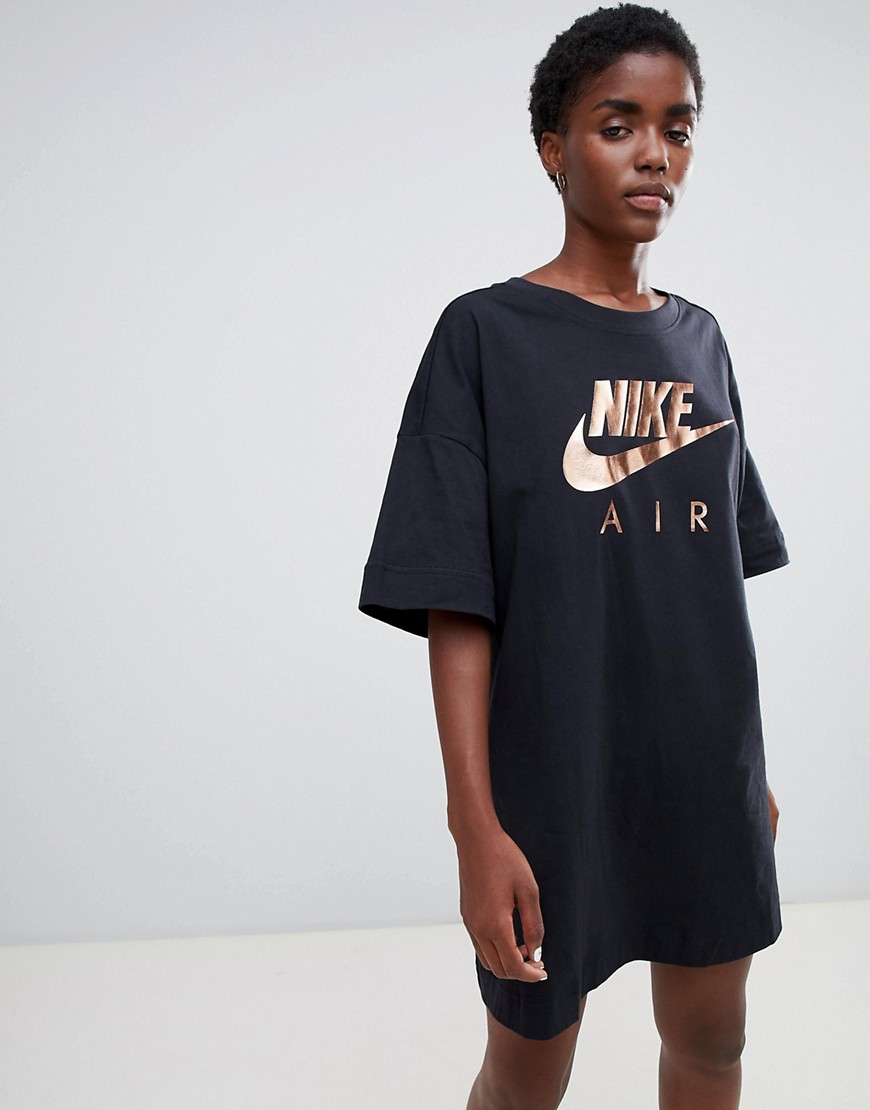 Nike Air - Vestito T-shirt nero con logo a contrasto