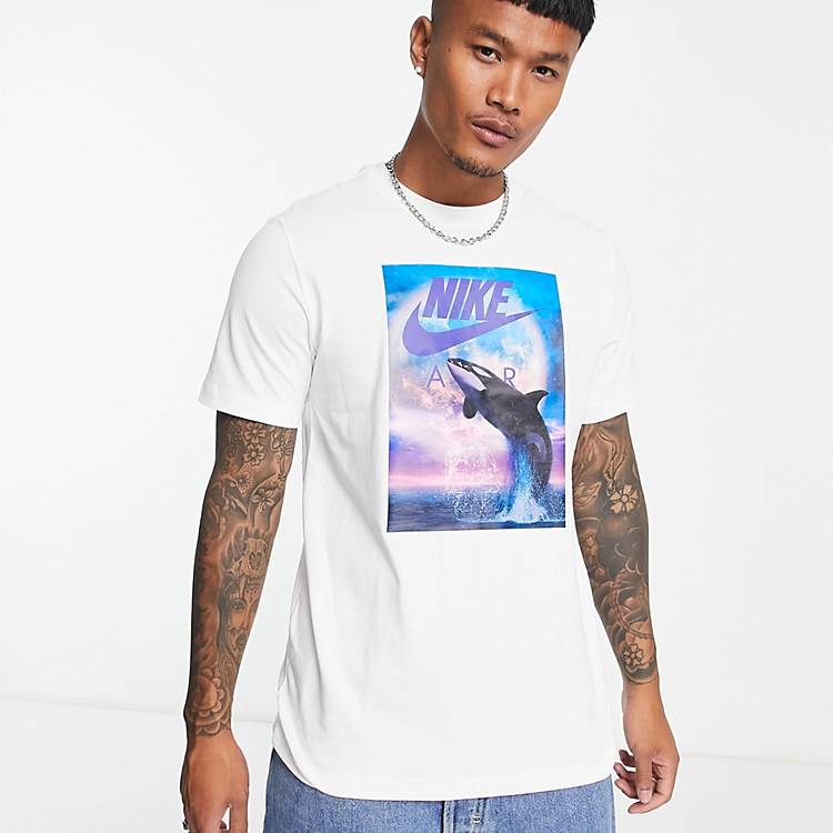 print white Whale Futura photo in Air ASOS Nike T-shirt |