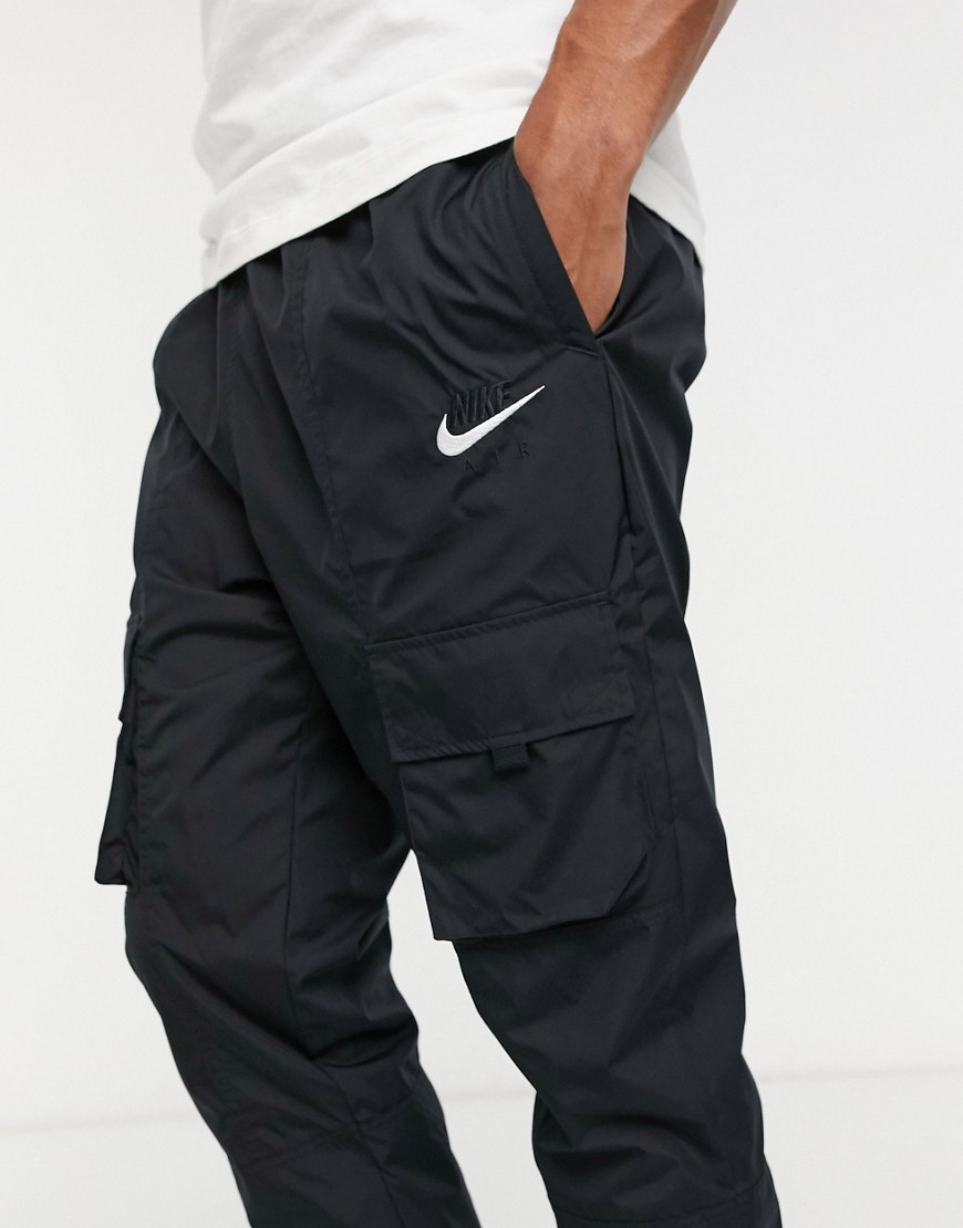 Nike Air woven cuffed joggers in black