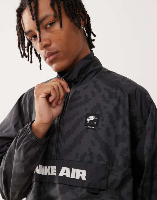 Nike Air woven half zip jacket in black