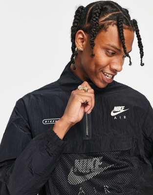 Nike Air woven lined half-zip overhead panelled jacket in black | ASOS